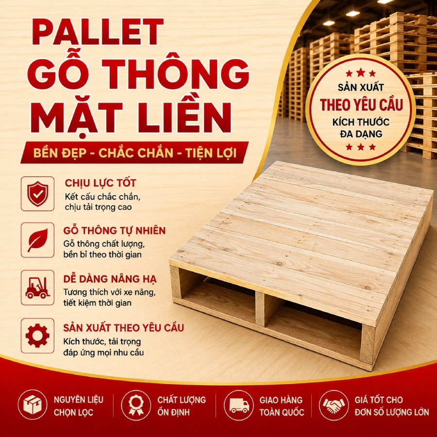 Pallet gỗ thông mặt liền